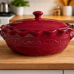 Celebrating Home Elegant Red Ceramic Casserole Dish